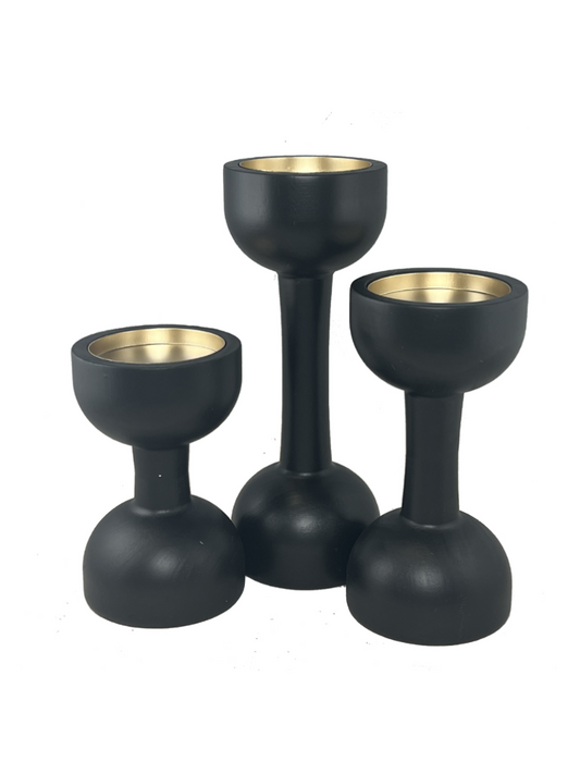 Wooden candle holder – Black