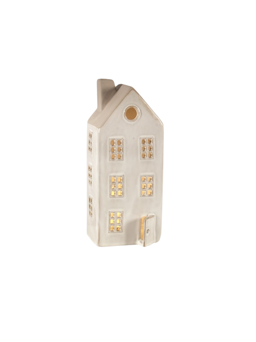Maison décorative en céramique avec LED – Blanc ivoire