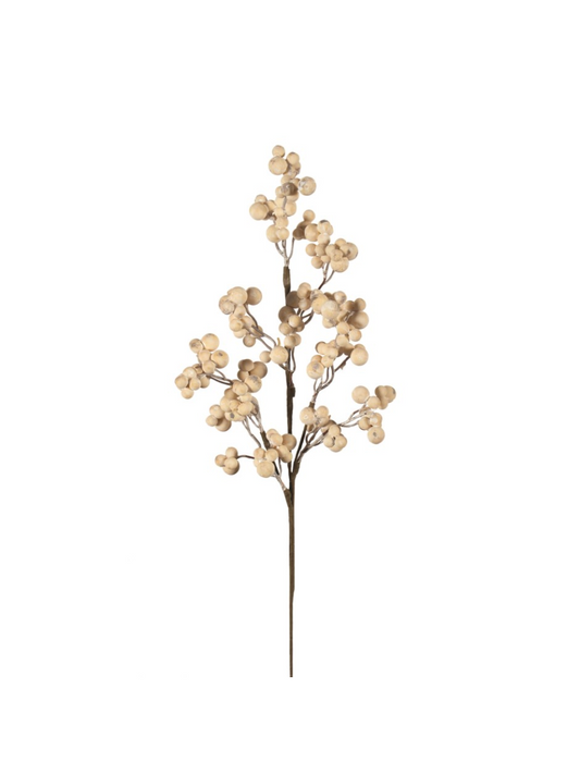 Decorative berry branch – Matte ivory