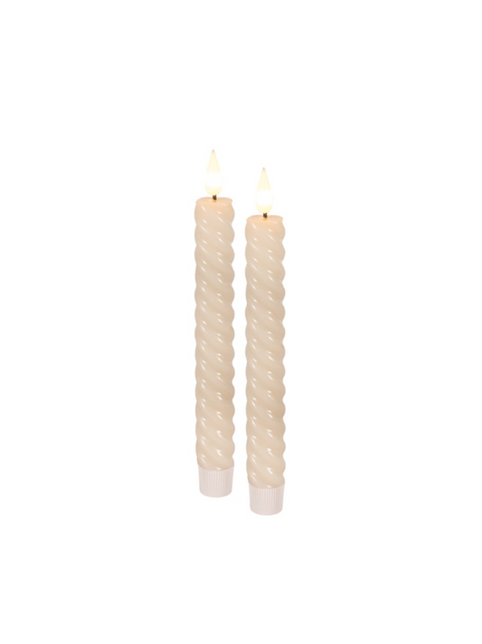 Ivory twisted LED candles (set of 2)