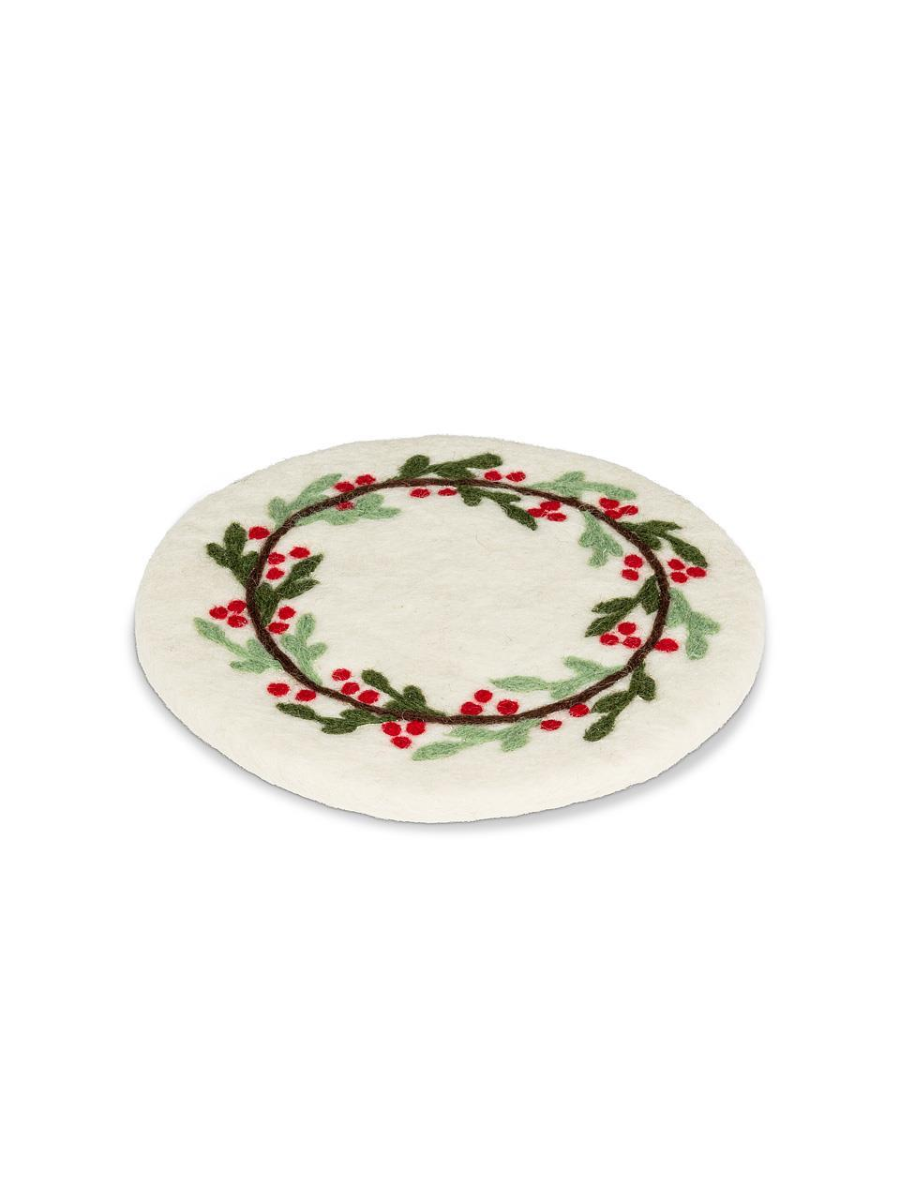 Nepal Trivet - Mistletoe and Red Berries