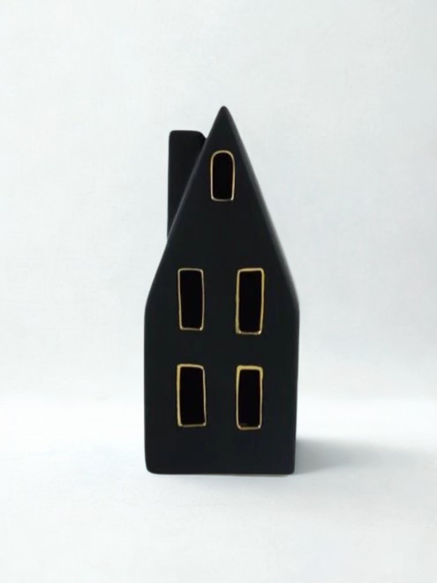 Maison LED en céramique noire – 5"