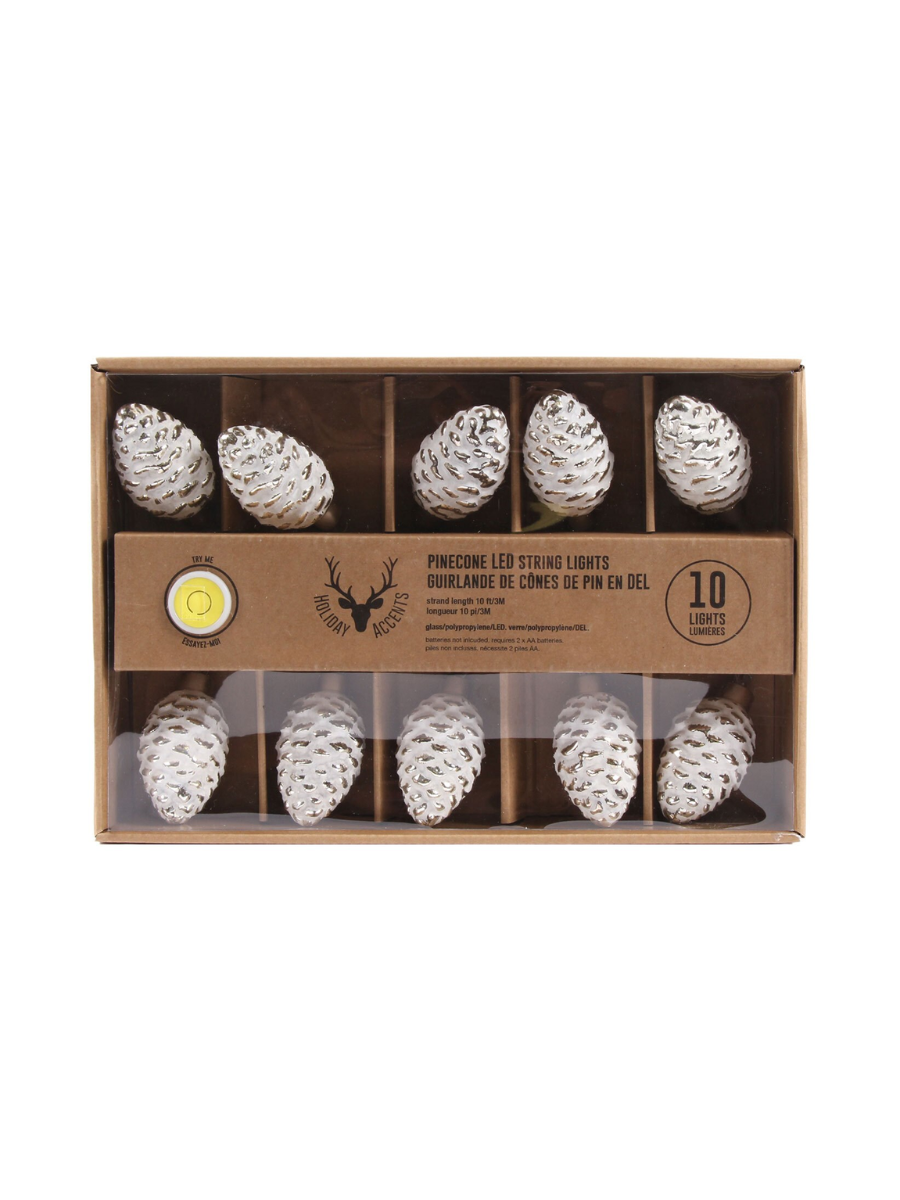 Guirlande lumineuse LED pommes de pin – Blanc
