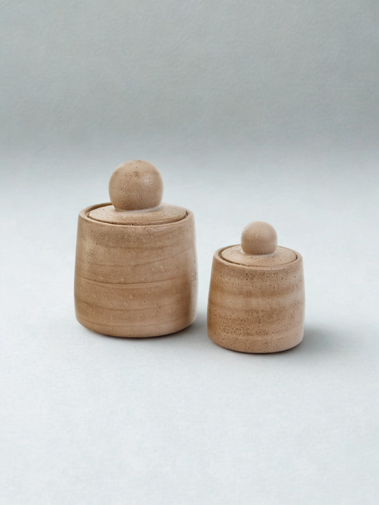 Decorative pot with travertine effect – Beige 