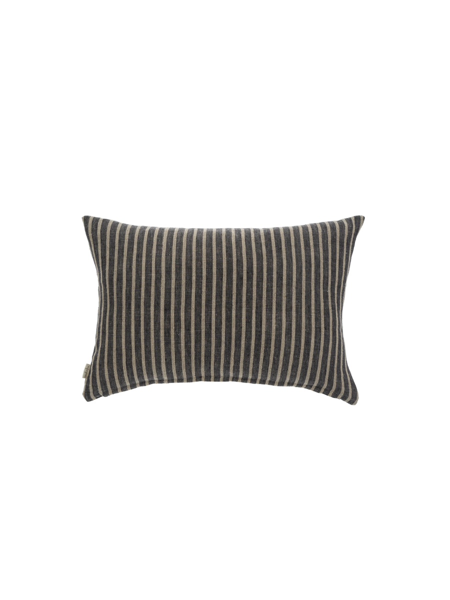 Fine striped linen cushion - Grey