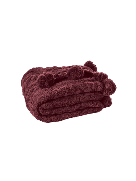 Jujube - Jeté en tricot bourgogne