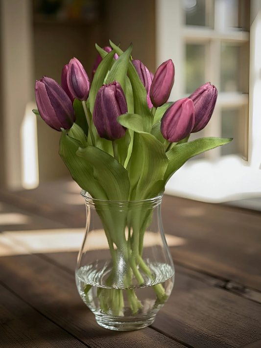 Bouquet de Tulipes Artificielles 12" - Prune Foncé
