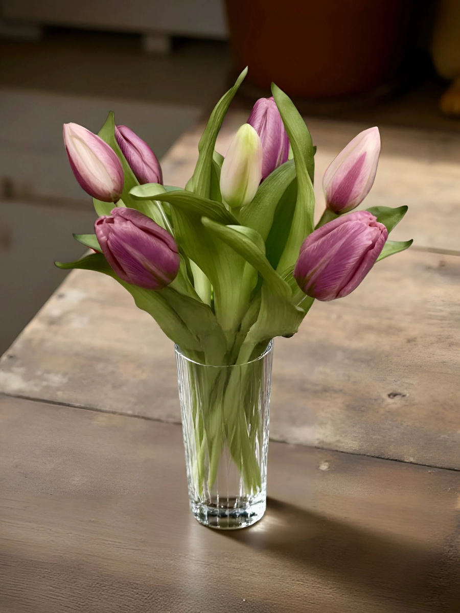 Bouquet de Tulipes Artificielles 12" - Prune Pâle