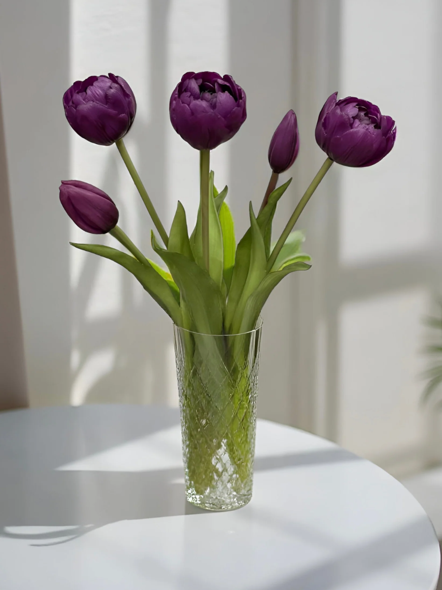 Bouquet of Artificial Peonies & Tulips 15" - Purple