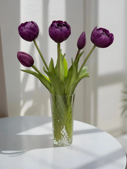 Bouquet de Pivoines & Tulipes Artificielles 15" - Violet