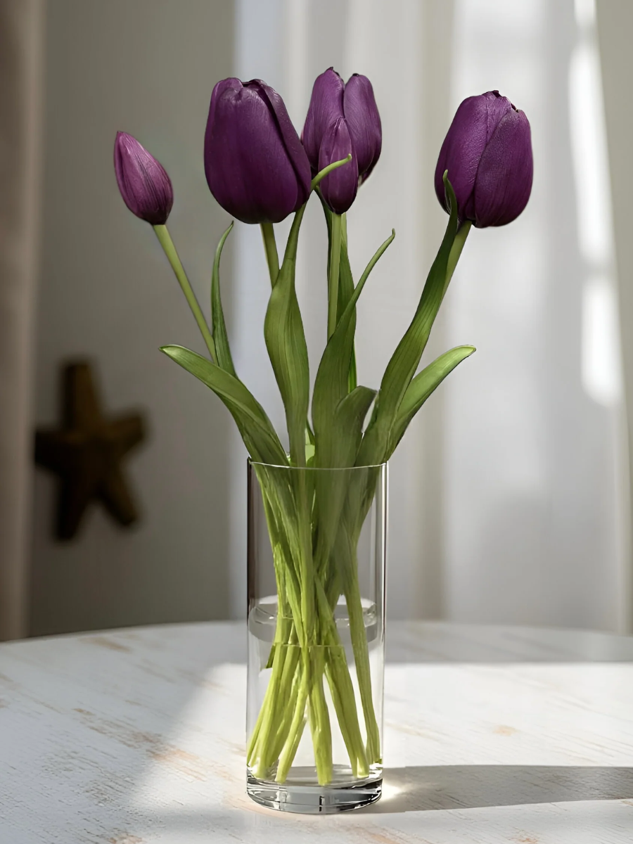 Artificial Tulip Bouquet 18" - Purple