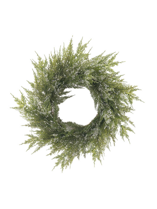 Snowy Cedar Wreath – 24" Green