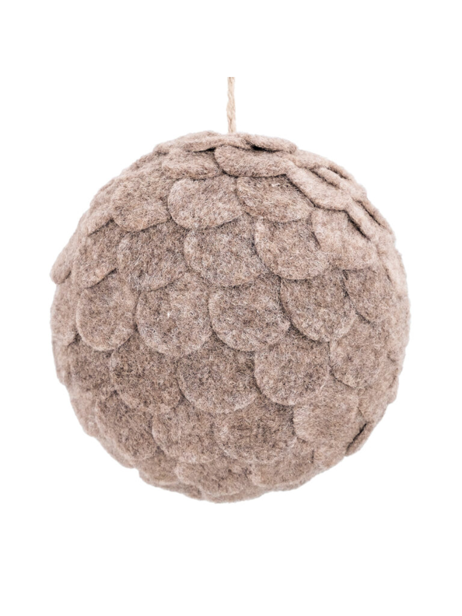 Ornement Boule en Feutre 6" - Marron
