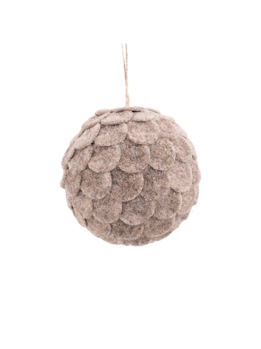 Felt Ball Ornament 4.5" - Brown