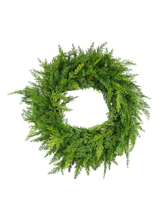 Realistic Cedar Wreath – 24" Green
