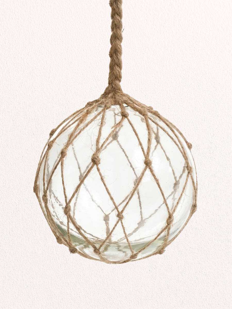 Décoration en verre avec corde de jute