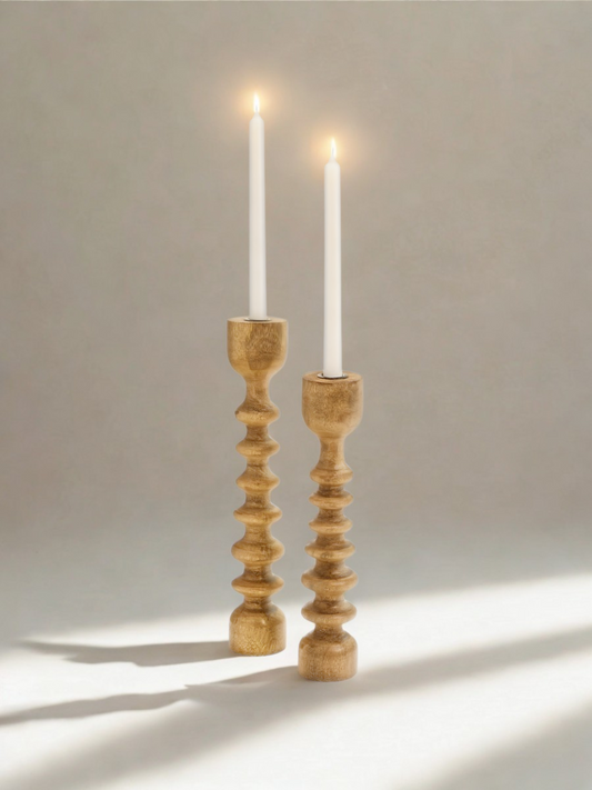 Mango wood candle holder