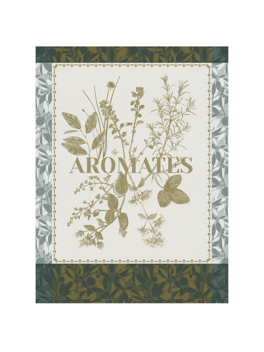 Torchon Épices & Aromates Vert – Le Jacquard Français