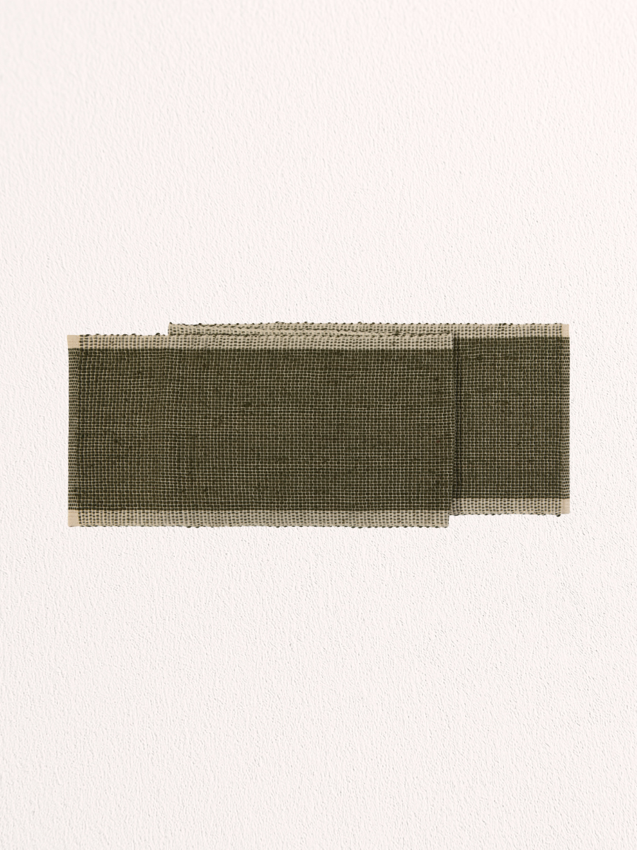 Cotton Table Runner – Lattice Olive 