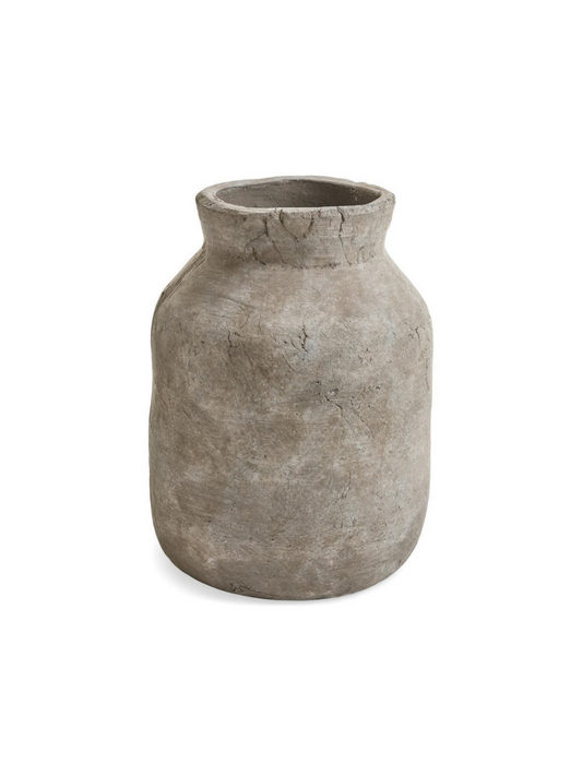 Textured terracotta vase – Washed beige finish
