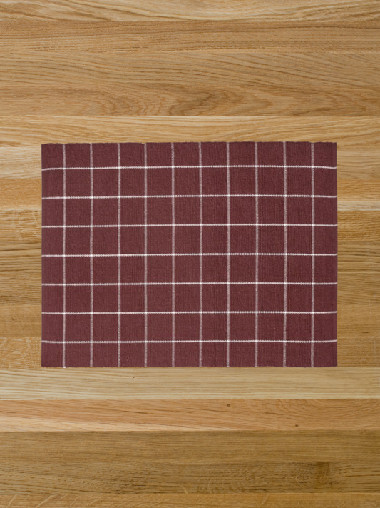 Woven checkered placemats, set of 4 – burgundy and white