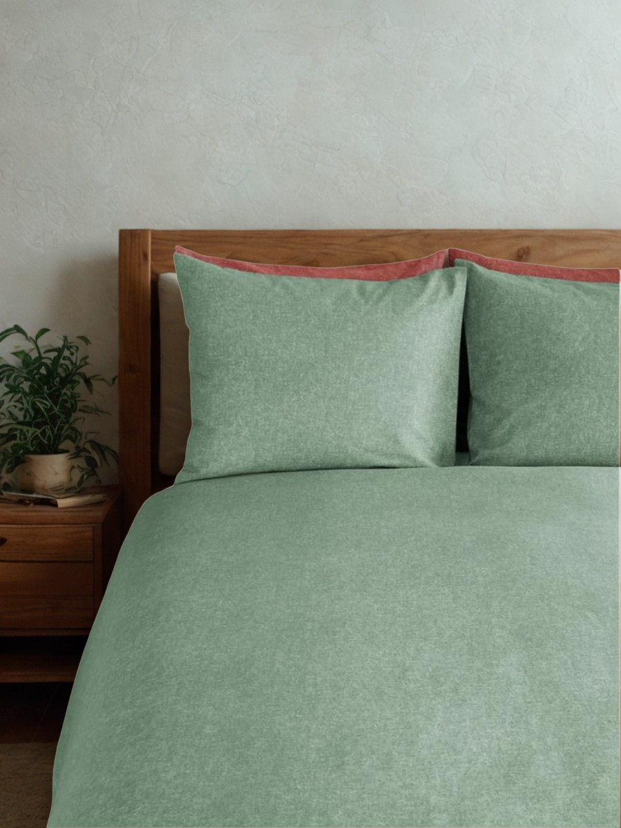 Bonheur - Housse de couette en flanelle Sauge