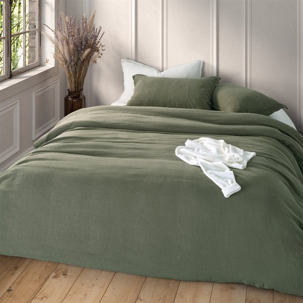 Lin - Housse de couette vert olive