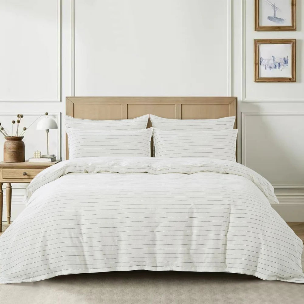 Fine Striped Linen Duvet Set