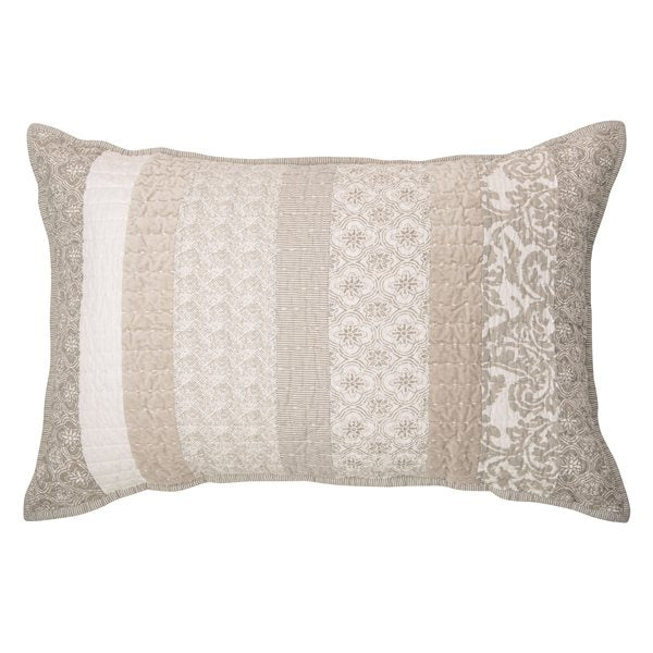 Lola - Cache oreiller décoratif ivoire et taupe