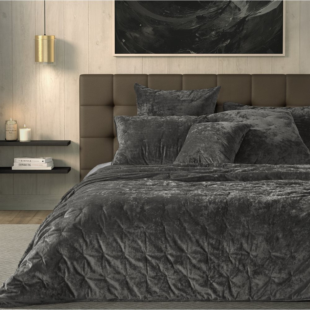 Lounge - Courtepointe en velours charcoal
