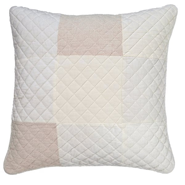 Meringue - Real ivory and natural patchwork European pillow cover