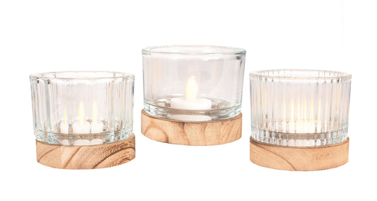 Ensemble de 3 bougeoirs en verre