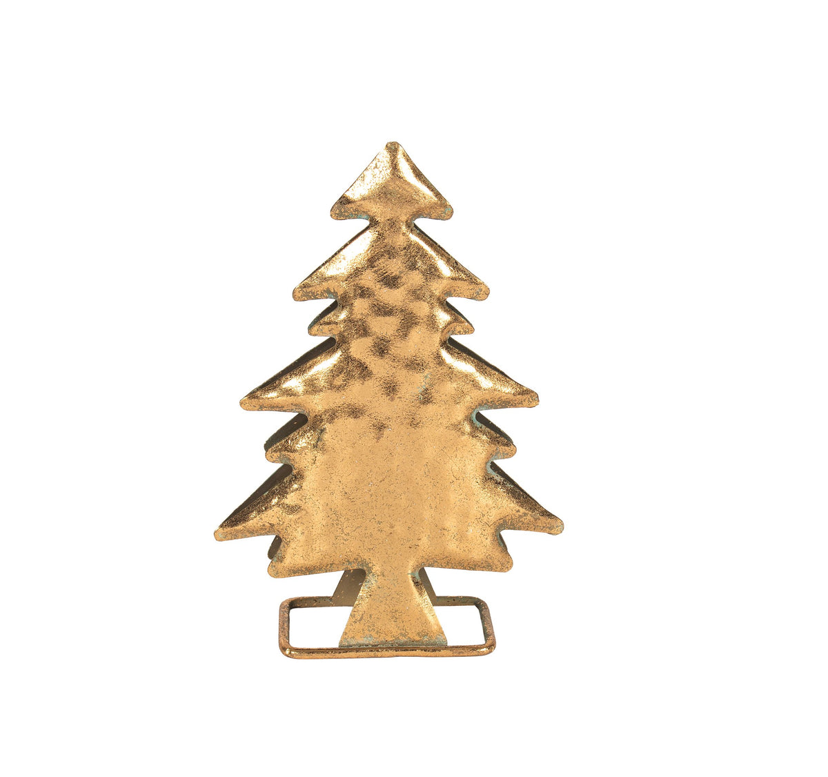 Small Double-Sided Gold Metal Tabletop Christmas Tree