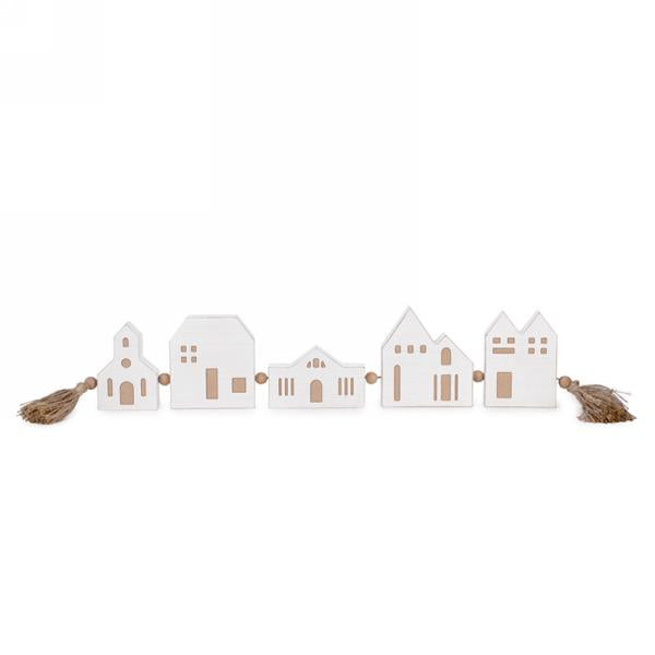 White and Natural Houses with Fringes