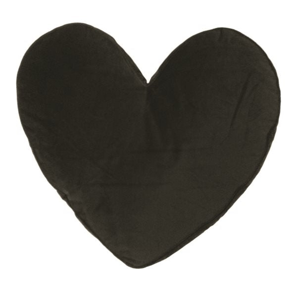 Coussin en forme de coeur en velours noir