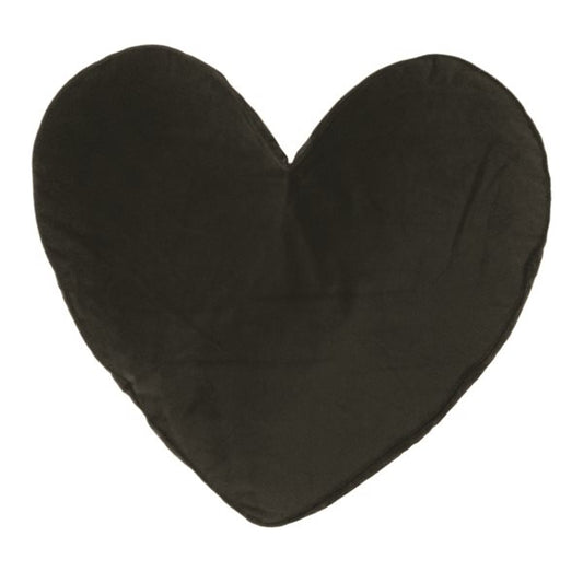 Heart-shaped cushion in black velvet