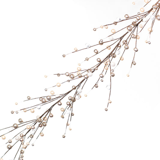 Guirlande de perles – 48” Champagne/Blanc