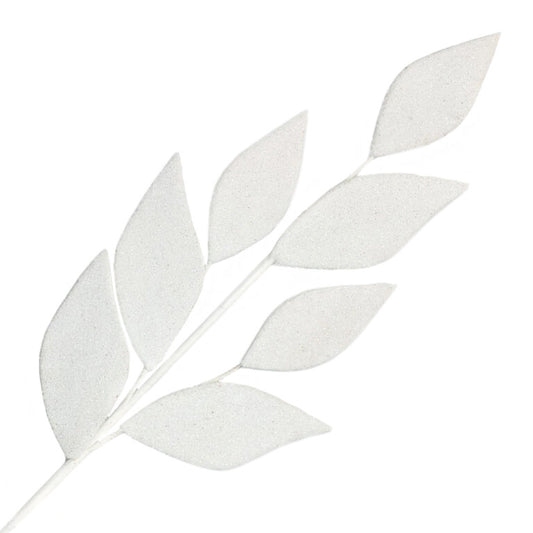 Tige de Feuilles en Laine- Blanche