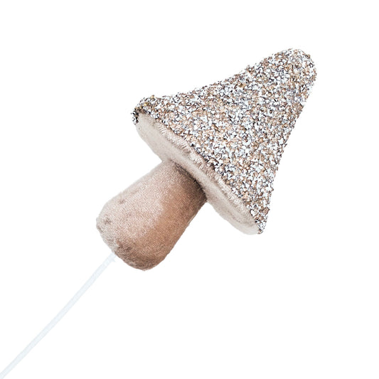 Mushroom Stem – 12″ Champagne with Pearls &amp; Glitter