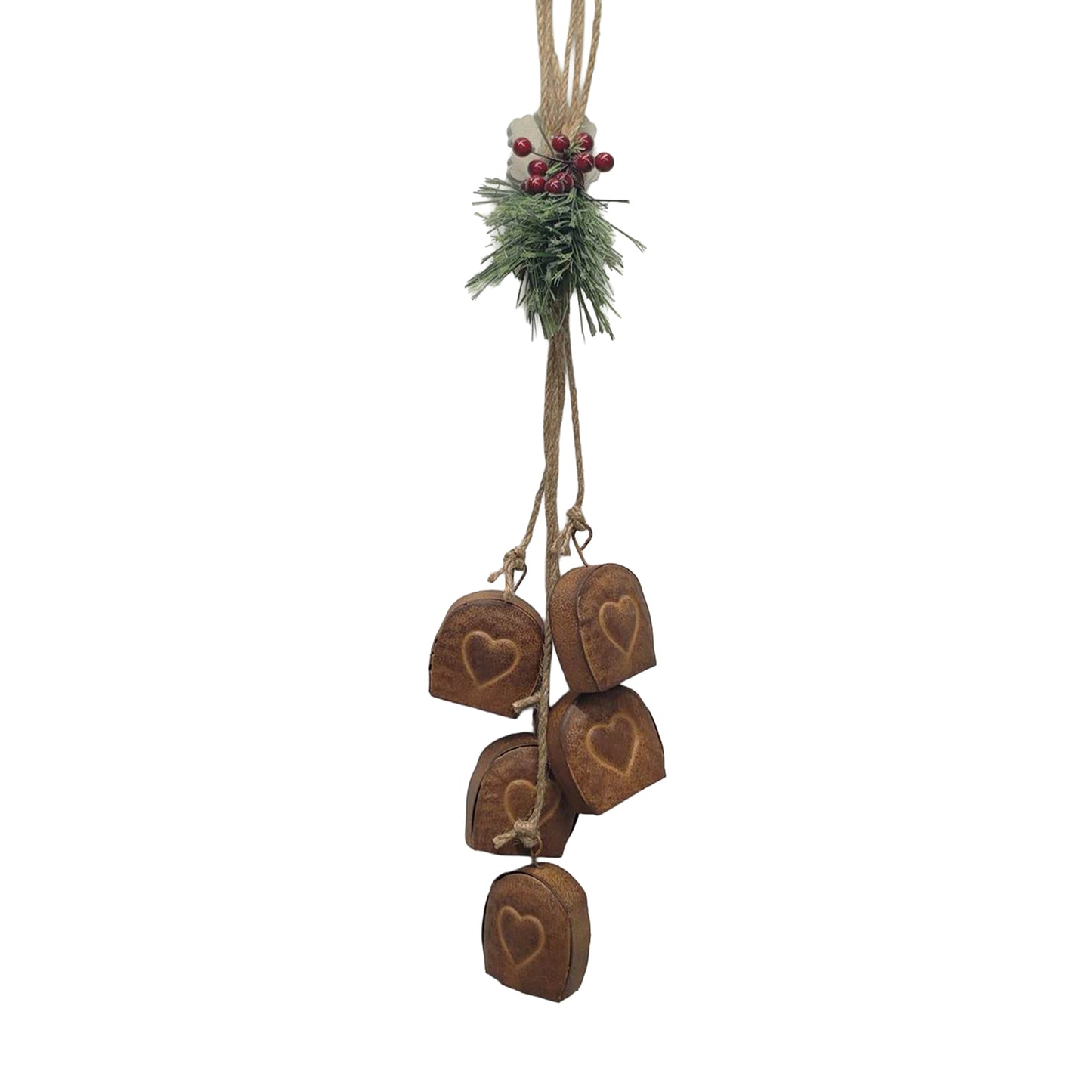 Cloche en métal 16 po - guirlande en juste avec coeur