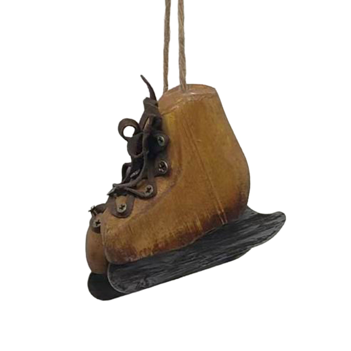 Ornement Patins à glace classiques d'hiver en bois et cuir