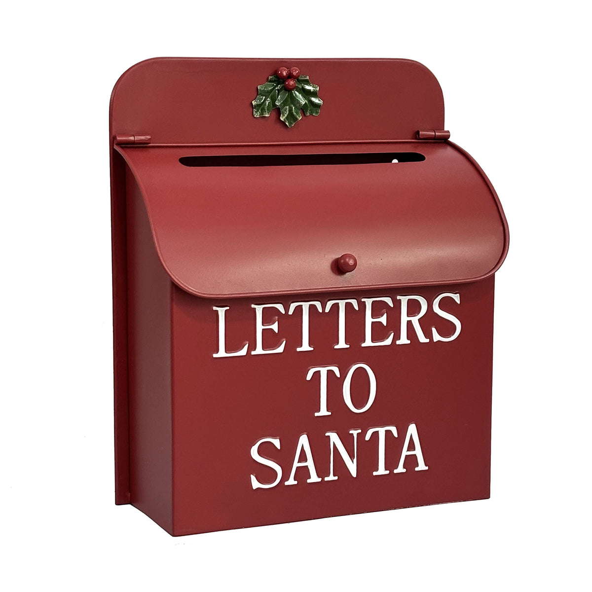Red & White Metal Mailbox – Vintage “Letters to Santa” Design