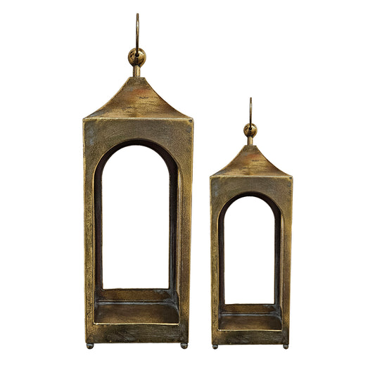 Lanterne en métal classique avec arche - Finition or antique