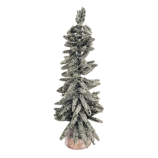 Sapin enneigé avec base en bois - 16 po