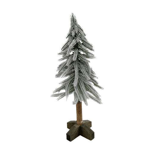 Sapin enneigé base en bois - 16 po