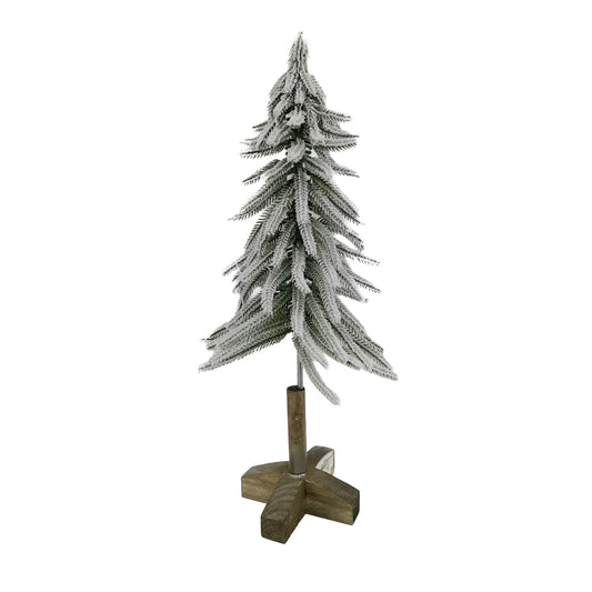 Sapin enneigé base en bois - 20 po