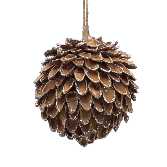 Boule de noix de pin avec paillettes - 3.5 po