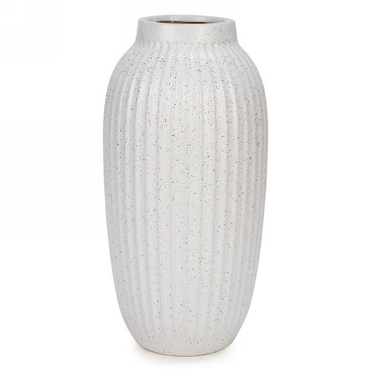 Grand Vase blanc cassé strié