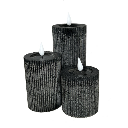 Black LED pillar candles (set of 2) – 2.75"