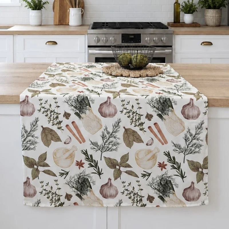 Basil herb pattern tablecloth